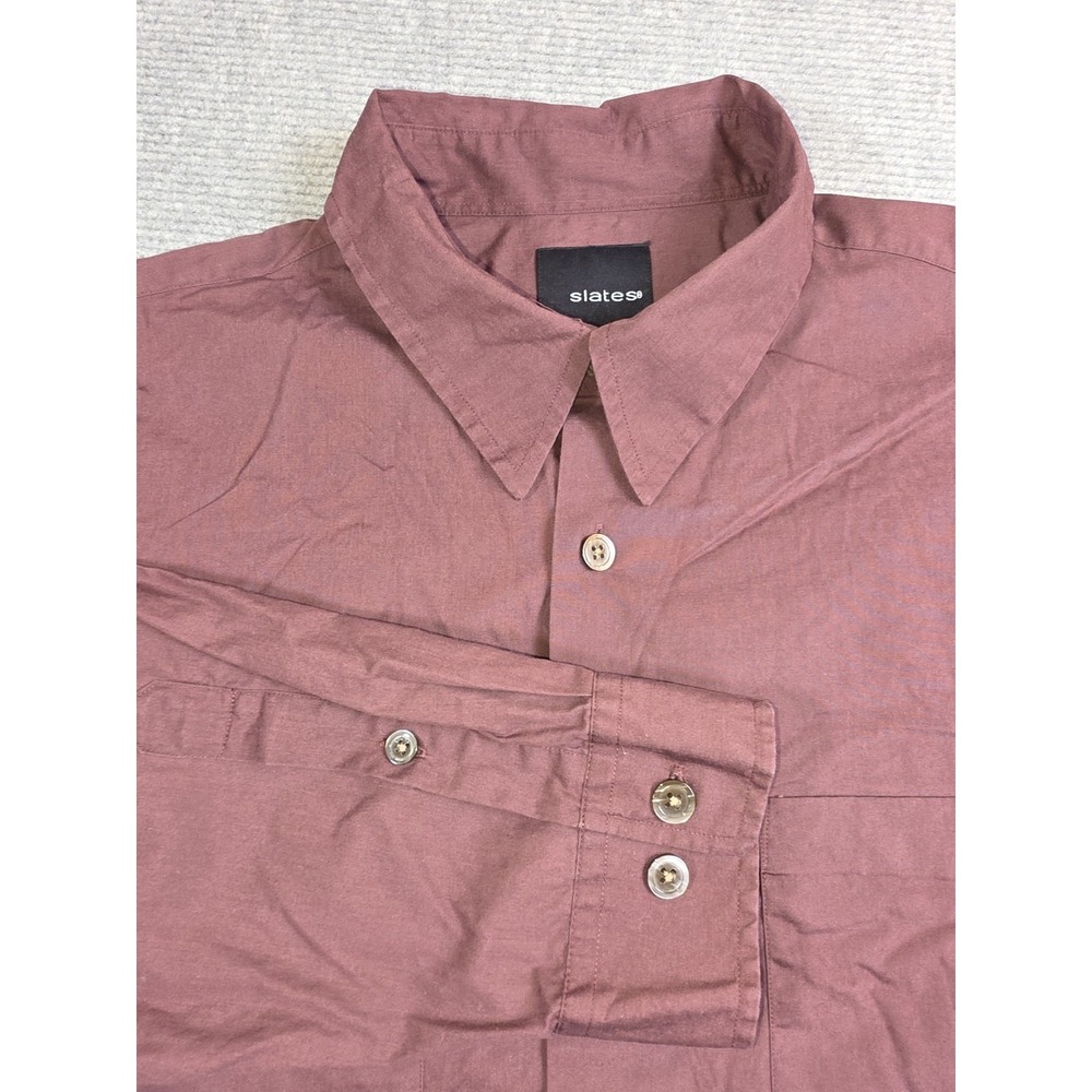 Slates Mens Dress Shirt Sz XL Maroon/Red Button Down Long Sleeve Collared